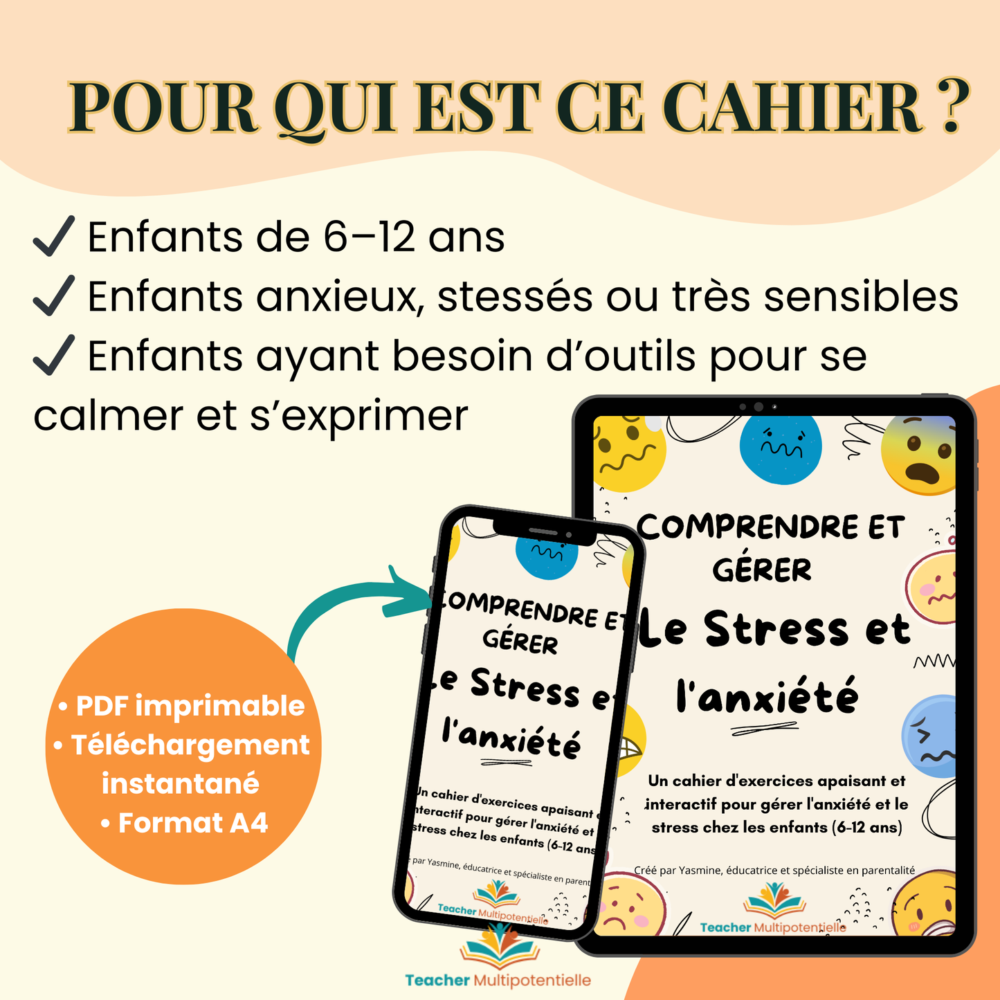 Stress & anxiété – Cahier d’activités apaisant pour enfants (6–12 ans)
