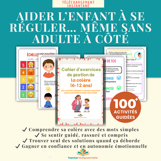 Cahier d’exercices de gestion de la colère – Enfants 6–12 ans (PDF imprimable)