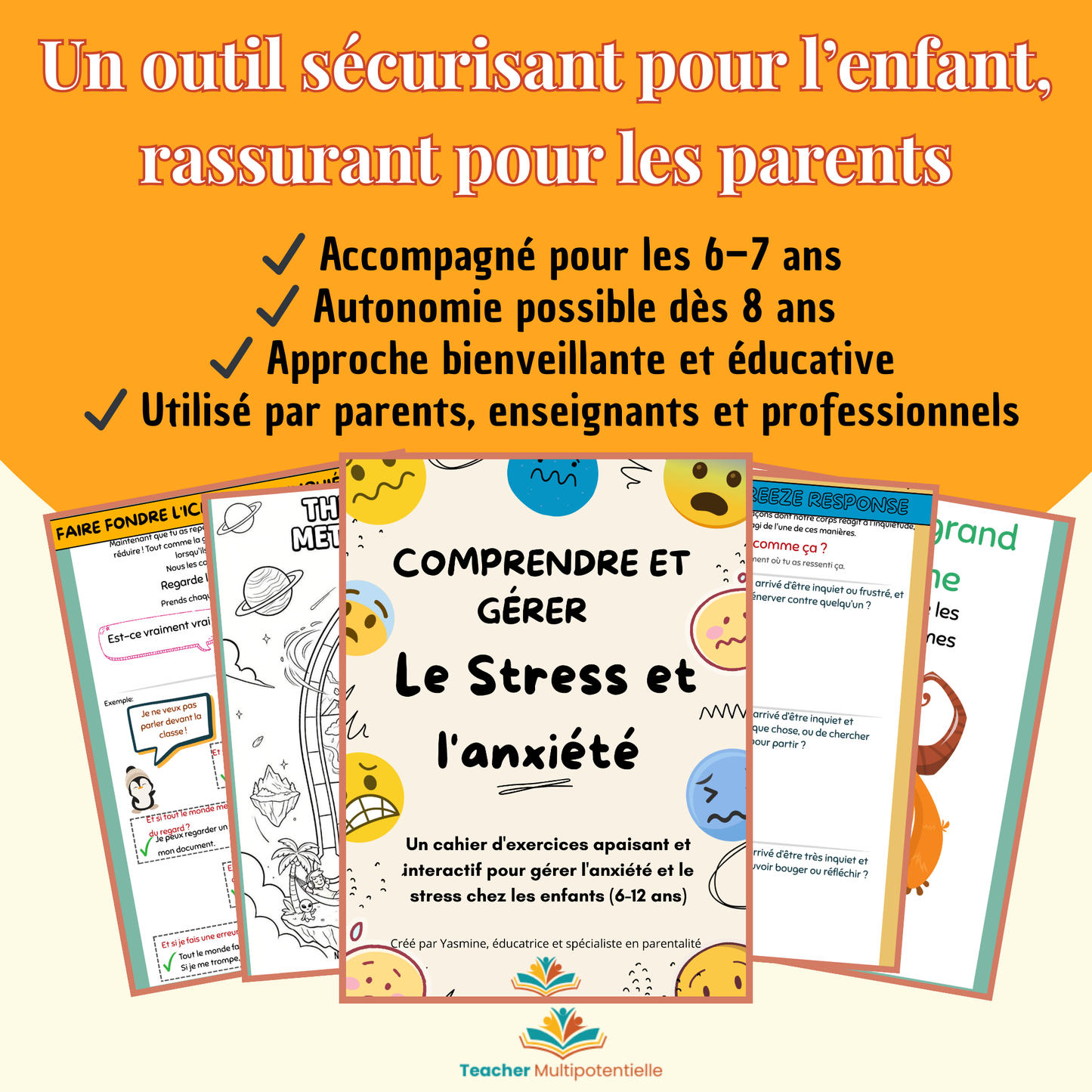 Stress & anxiété – Cahier d’activités apaisant pour enfants (6–12 ans)