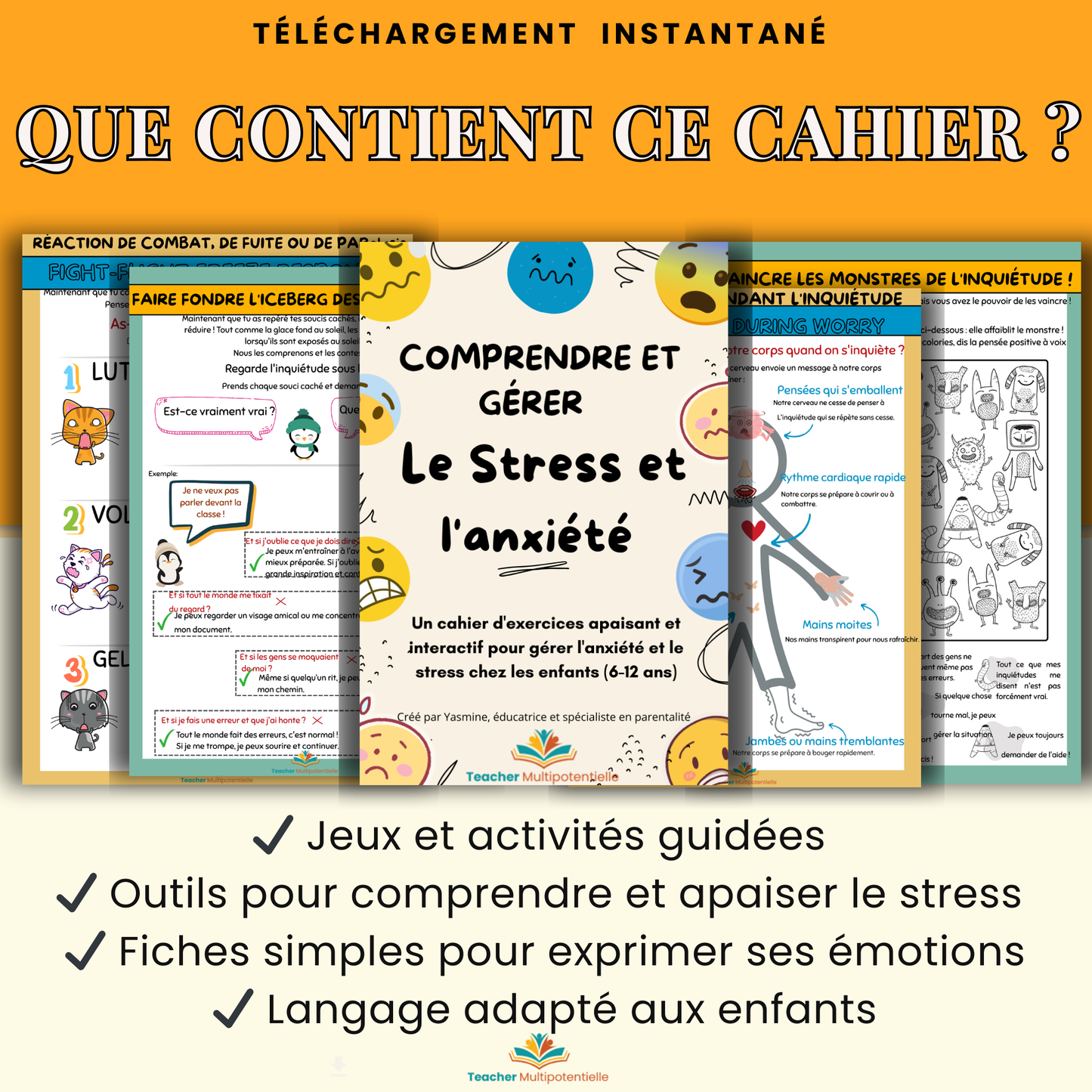 Stress & anxiété – Cahier d’activités apaisant pour enfants (6–12 ans)