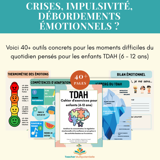 Cahier d’exercices TDAH pour enfants (6–12 ans) – Régulation émotionnelle & concentration