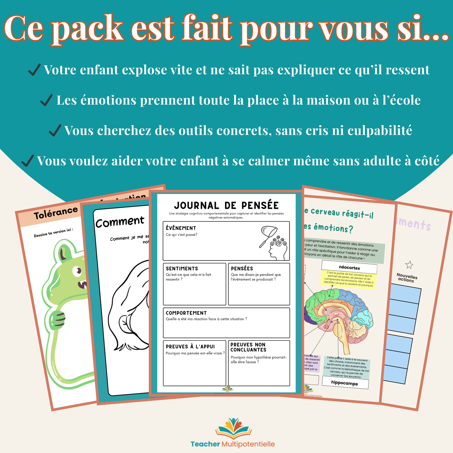 Pack Régulation Émotionnelle TDAH – Enfants 6–12 ans (PDF imprimable)