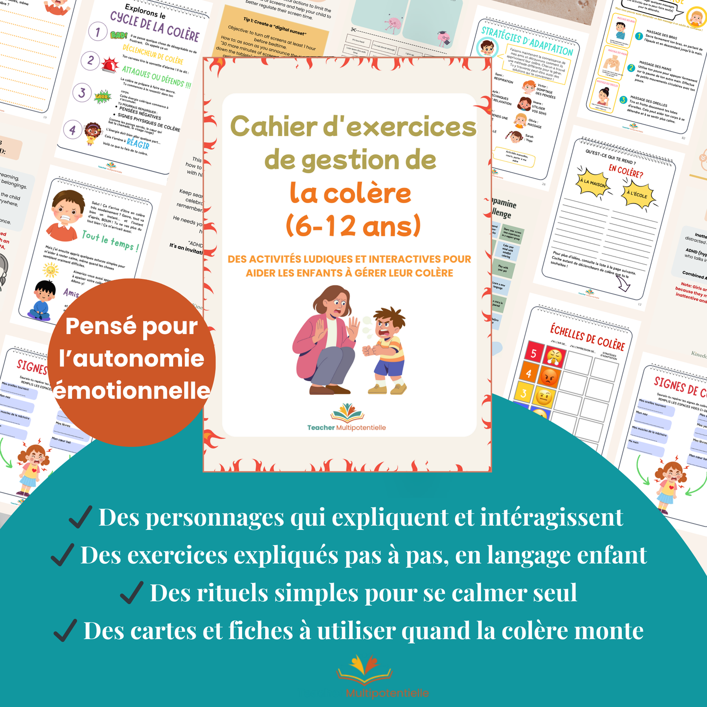 Cahier d’exercices de gestion de la colère – Enfants 6–12 ans (PDF imprimable)