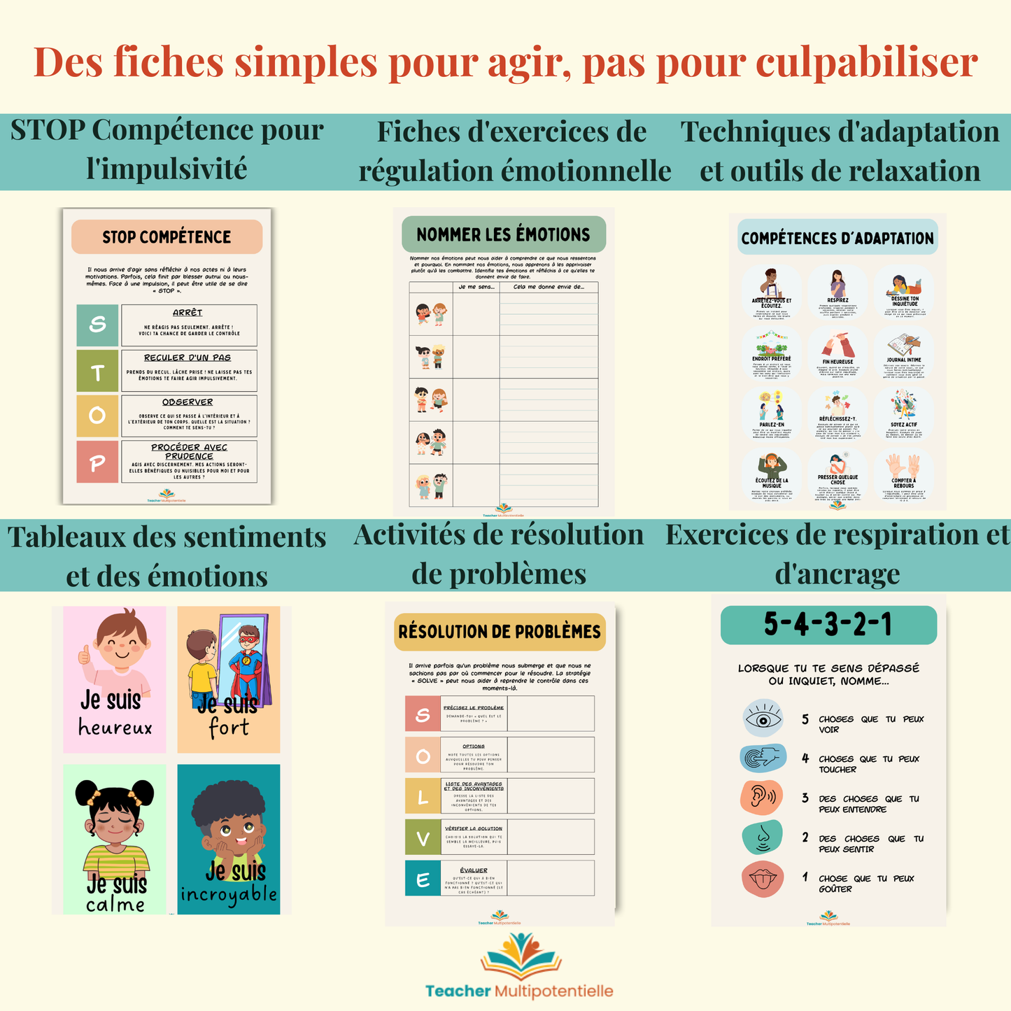 Cahier d’exercices TDAH pour enfants (6–12 ans) – Régulation émotionnelle & concentration
