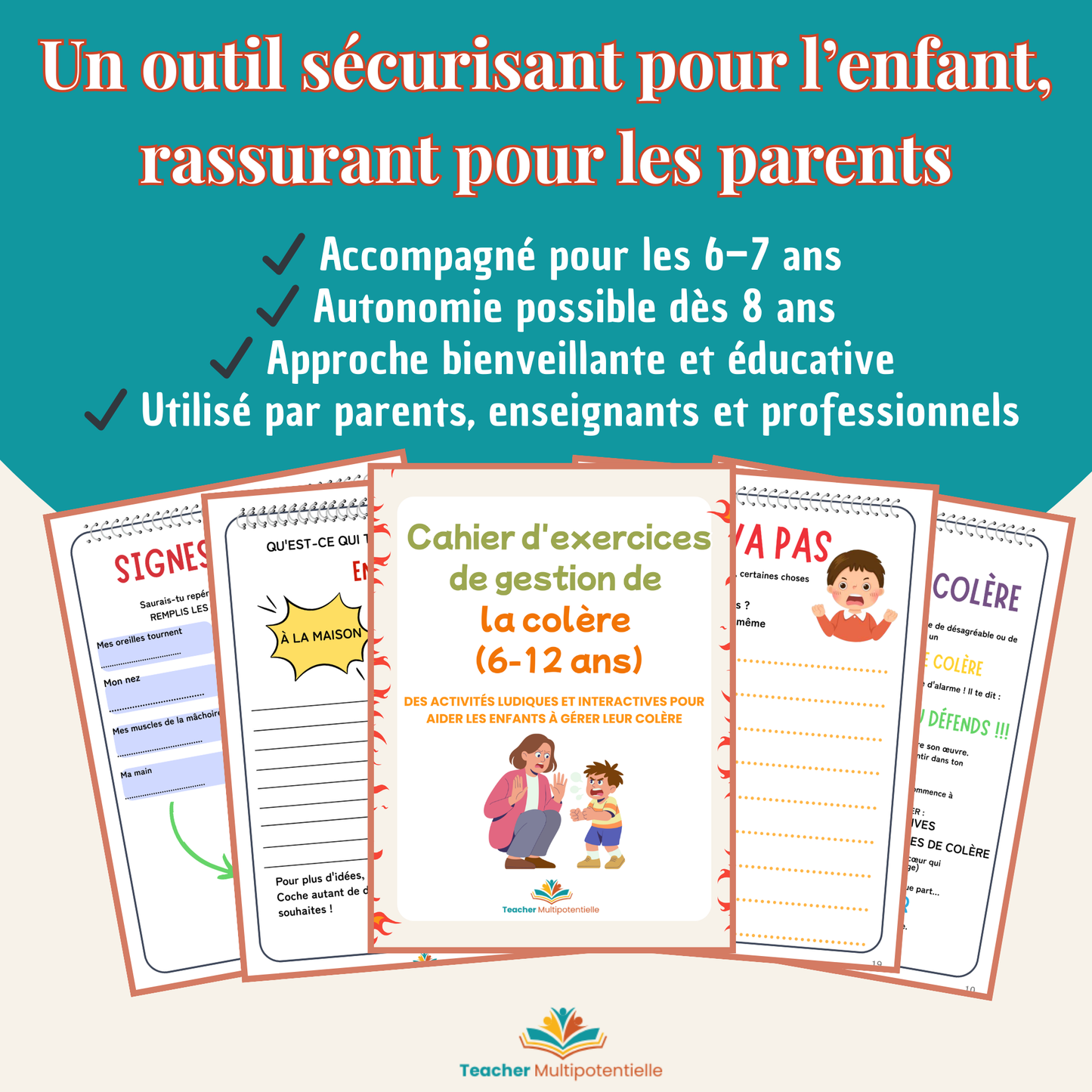 Cahier d’exercices de gestion de la colère – Enfants 6–12 ans (PDF imprimable)