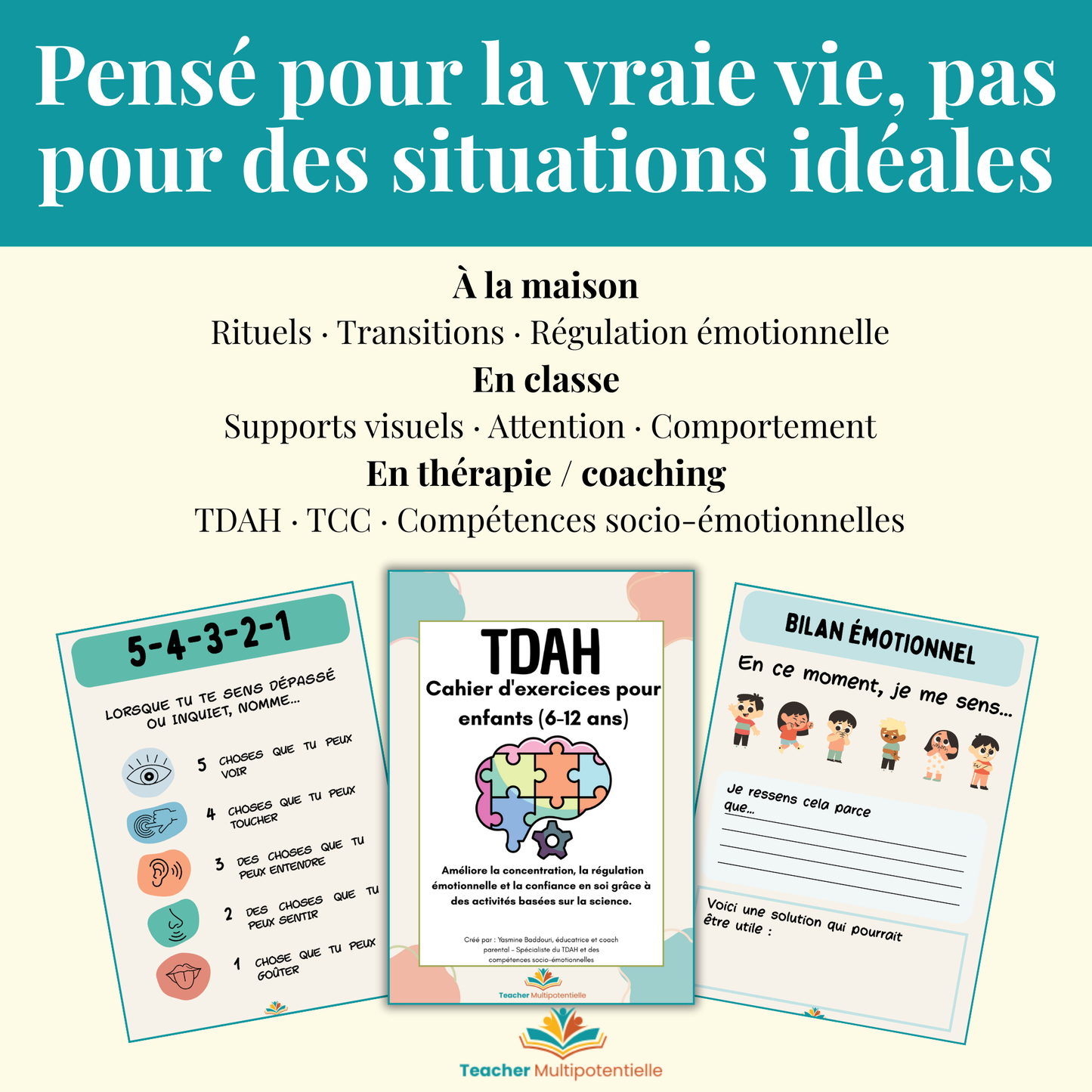 Cahier d’exercices TDAH pour enfants (6–12 ans) – Régulation émotionnelle & concentration
