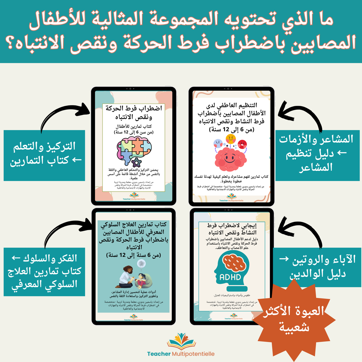 العدة الشاملة لاضطراب فرط الحركة وتشتت الانتباه (TDAH) – للأطفال من 6 إلى 12 سنة | ملف PDF قابل للطباعة